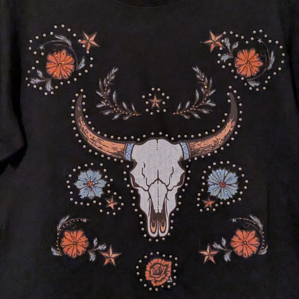 Idyllwind Fueled by Miranda Lambert studded bull skull tee size Medium - Picture 4 of 6